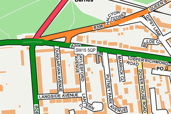 SW15 5QP map - OS OpenMap – Local (Ordnance Survey) SW15 5QP map - OS OpenMap – Local (Ordnance Survey)