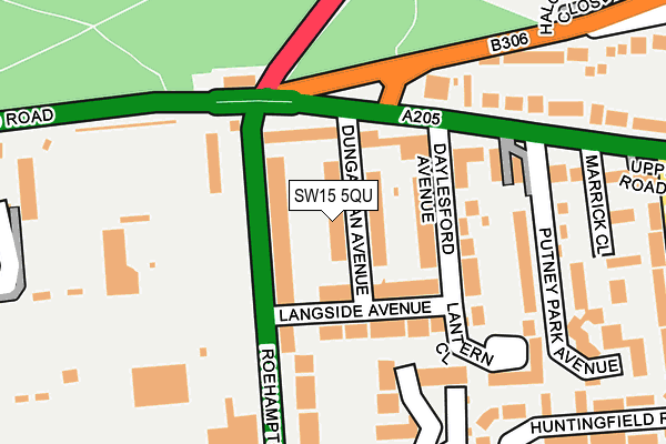 SW15 5QU map - OS OpenMap – Local (Ordnance Survey) SW15 5QU map - OS OpenMap – Local (Ordnance Survey)