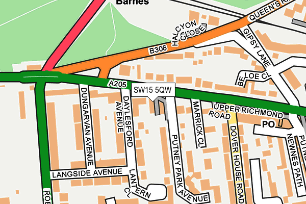 SW15 5QW map - OS OpenMap – Local (Ordnance Survey) SW15 5QW map - OS OpenMap – Local (Ordnance Survey)
