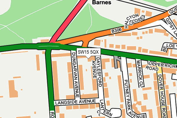 SW15 5QX map - OS OpenMap – Local (Ordnance Survey) SW15 5QX map - OS OpenMap – Local (Ordnance Survey)