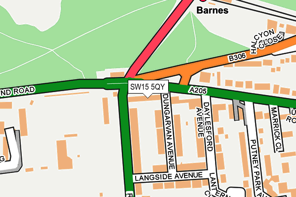 SW15 5QY map - OS OpenMap – Local (Ordnance Survey) SW15 5QY map - OS OpenMap – Local (Ordnance Survey)