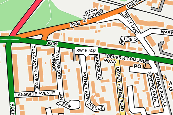 SW15 5QZ map - OS OpenMap – Local (Ordnance Survey) SW15 5QZ map - OS OpenMap – Local (Ordnance Survey)
