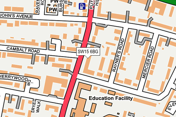 SW15 6BG map - OS OpenMap – Local (Ordnance Survey) SW15 6BG map - OS OpenMap – Local (Ordnance Survey)