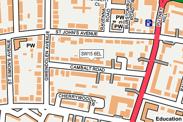 SW15 6EL map - OS OpenMap – Local (Ordnance Survey) SW15 6EL map - OS OpenMap – Local (Ordnance Survey)