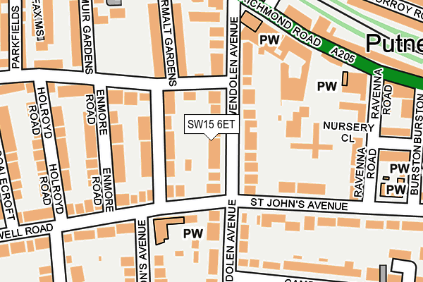 SW15 6ET map - OS OpenMap – Local (Ordnance Survey) SW15 6ET map - OS OpenMap – Local (Ordnance Survey)