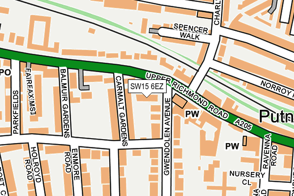 SW15 6EZ map - OS OpenMap – Local (Ordnance Survey) SW15 6EZ map - OS OpenMap – Local (Ordnance Survey)