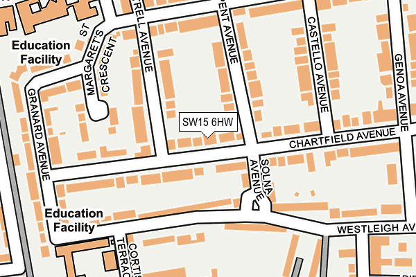 SW15 6HW map - OS OpenMap – Local (Ordnance Survey) SW15 6HW map - OS OpenMap – Local (Ordnance Survey)