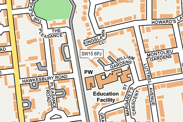 SW15 6PJ map - OS OpenMap – Local (Ordnance Survey) SW15 6PJ map - OS OpenMap – Local (Ordnance Survey)