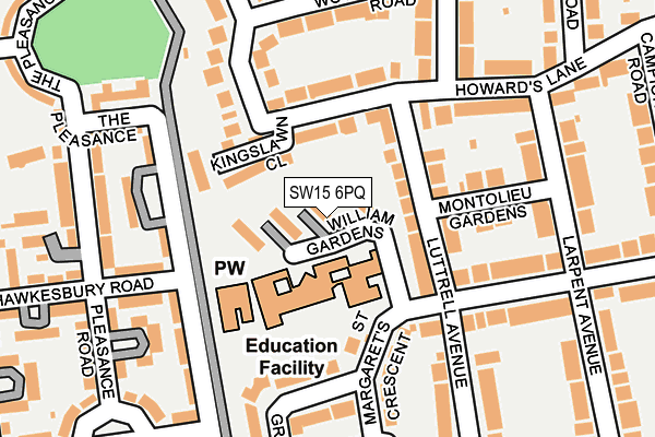 SW15 6PQ map - OS OpenMap – Local (Ordnance Survey) SW15 6PQ map - OS OpenMap – Local (Ordnance Survey)