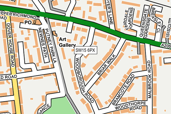 SW15 6PX map - OS OpenMap – Local (Ordnance Survey) SW15 6PX map - OS OpenMap – Local (Ordnance Survey)