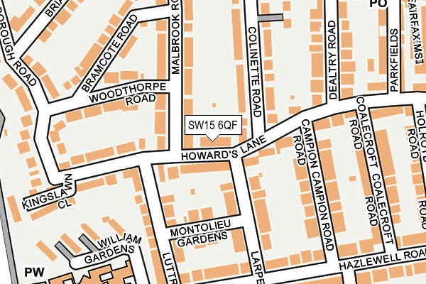 SW15 6QF map - OS OpenMap – Local (Ordnance Survey) SW15 6QF map - OS OpenMap – Local (Ordnance Survey)