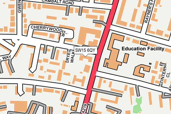 SW15 6QY map - OS OpenMap – Local (Ordnance Survey) SW15 6QY map - OS OpenMap – Local (Ordnance Survey)