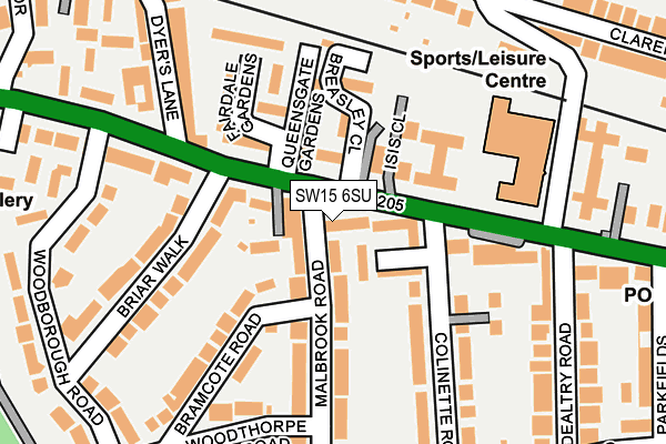 SW15 6SU map - OS OpenMap – Local (Ordnance Survey) SW15 6SU map - OS OpenMap – Local (Ordnance Survey)