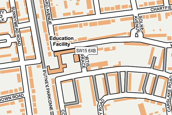 SW15 6XB map - OS OpenMap – Local (Ordnance Survey) SW15 6XB map - OS OpenMap – Local (Ordnance Survey)