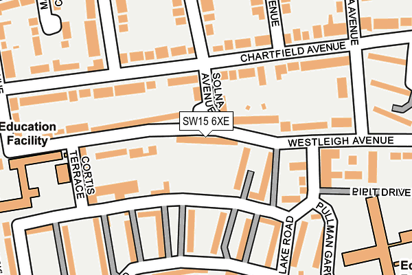 SW15 6XE map - OS OpenMap – Local (Ordnance Survey) SW15 6XE map - OS OpenMap – Local (Ordnance Survey)