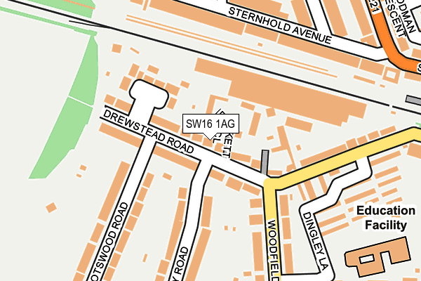 SW16 1AG map - OS OpenMap – Local (Ordnance Survey) SW16 1AG map - OS OpenMap – Local (Ordnance Survey)