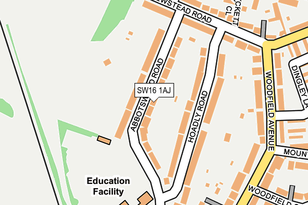 SW16 1AJ map - OS OpenMap – Local (Ordnance Survey) SW16 1AJ map - OS OpenMap – Local (Ordnance Survey)