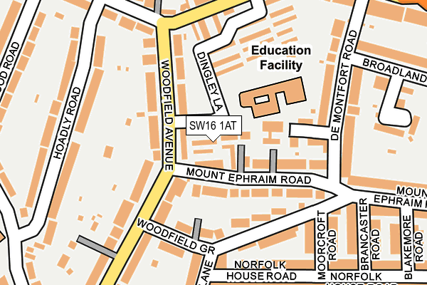 SW16 1AT map - OS OpenMap – Local (Ordnance Survey) SW16 1AT map - OS OpenMap – Local (Ordnance Survey)