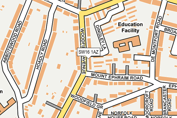 SW16 1AZ map - OS OpenMap – Local (Ordnance Survey) SW16 1AZ map - OS OpenMap – Local (Ordnance Survey)