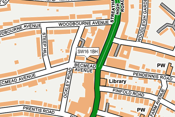 SW16 1BH map - OS OpenMap – Local (Ordnance Survey) SW16 1BH map - OS OpenMap – Local (Ordnance Survey)