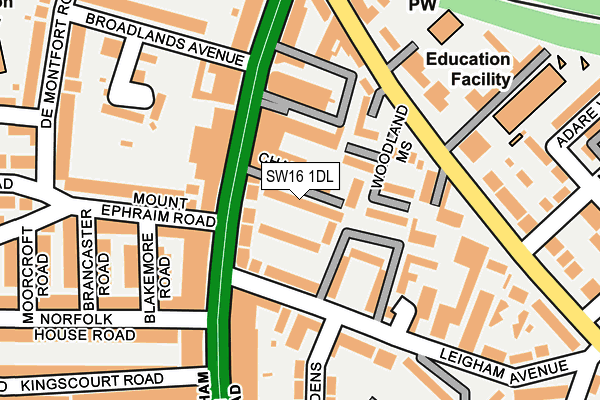 SW16 1DL map - OS OpenMap – Local (Ordnance Survey) SW16 1DL map - OS OpenMap – Local (Ordnance Survey)