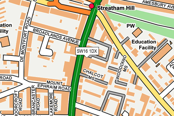 SW16 1DX map - OS OpenMap – Local (Ordnance Survey) SW16 1DX map - OS OpenMap – Local (Ordnance Survey)