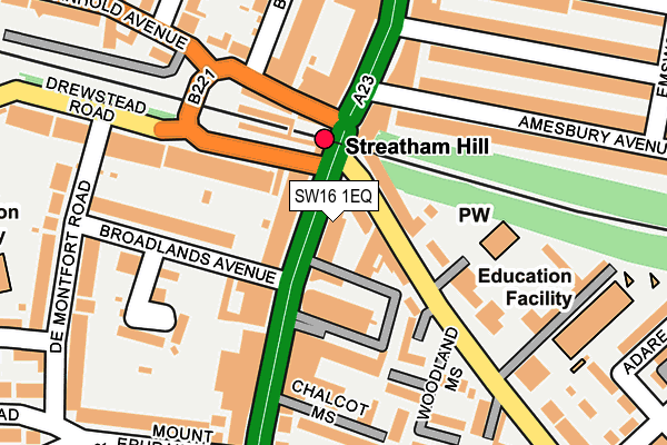 SW16 1EQ map - OS OpenMap – Local (Ordnance Survey) SW16 1EQ map - OS OpenMap – Local (Ordnance Survey)