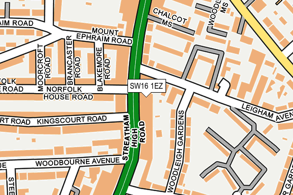 SW16 1EZ map - OS OpenMap – Local (Ordnance Survey) SW16 1EZ map - OS OpenMap – Local (Ordnance Survey)