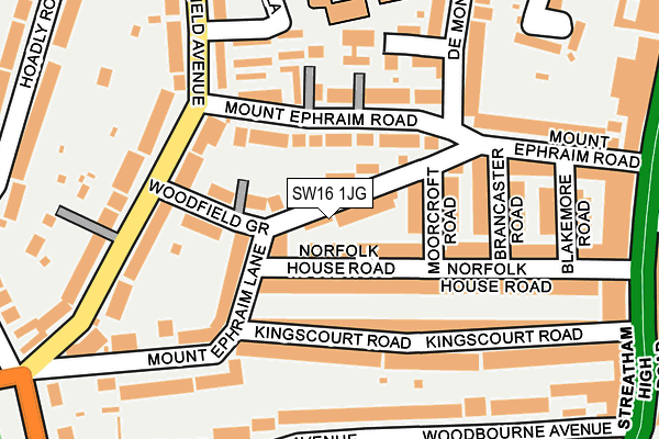 SW16 1JG map - OS OpenMap – Local (Ordnance Survey) SW16 1JG map - OS OpenMap – Local (Ordnance Survey)