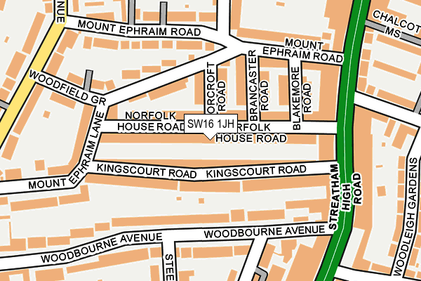 SW16 1JH map - OS OpenMap – Local (Ordnance Survey) SW16 1JH map - OS OpenMap – Local (Ordnance Survey)