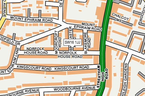 SW16 1JJ map - OS OpenMap – Local (Ordnance Survey) SW16 1JJ map - OS OpenMap – Local (Ordnance Survey)