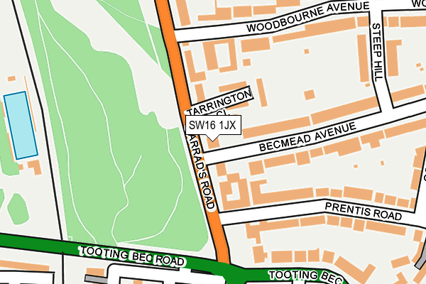 SW16 1JX map - OS OpenMap – Local (Ordnance Survey) SW16 1JX map - OS OpenMap – Local (Ordnance Survey)