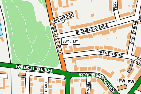 SW16 1JY map - OS OpenMap – Local (Ordnance Survey) SW16 1JY map - OS OpenMap – Local (Ordnance Survey)