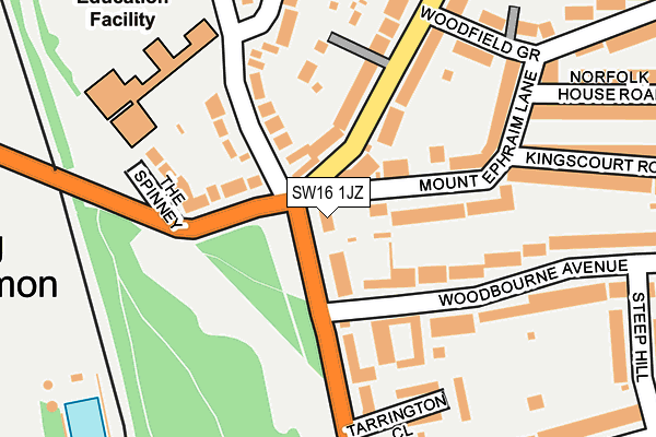 SW16 1JZ map - OS OpenMap – Local (Ordnance Survey) SW16 1JZ map - OS OpenMap – Local (Ordnance Survey)