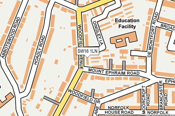 SW16 1LN map - OS OpenMap – Local (Ordnance Survey) SW16 1LN map - OS OpenMap – Local (Ordnance Survey)