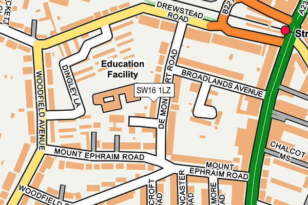 SW16 1LZ map - OS OpenMap – Local (Ordnance Survey) SW16 1LZ map - OS OpenMap – Local (Ordnance Survey)