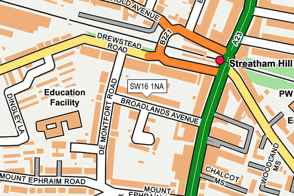 SW16 1NA map - OS OpenMap – Local (Ordnance Survey) SW16 1NA map - OS OpenMap – Local (Ordnance Survey)