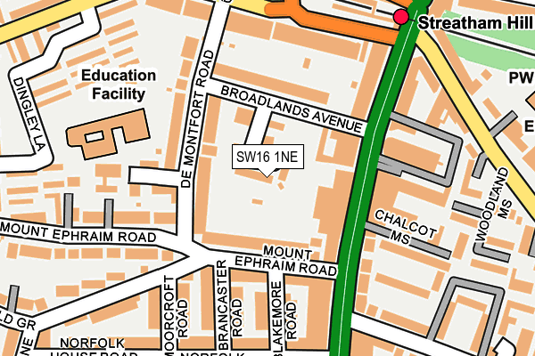 SW16 1NE map - OS OpenMap – Local (Ordnance Survey) SW16 1NE map - OS OpenMap – Local (Ordnance Survey)