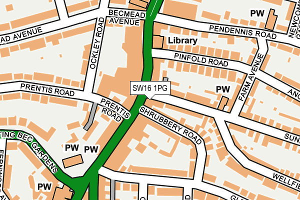 SW16 1PG map - OS OpenMap – Local (Ordnance Survey) SW16 1PG map - OS OpenMap – Local (Ordnance Survey)