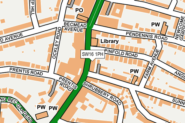 SW16 1PH map - OS OpenMap – Local (Ordnance Survey) SW16 1PH map - OS OpenMap – Local (Ordnance Survey)