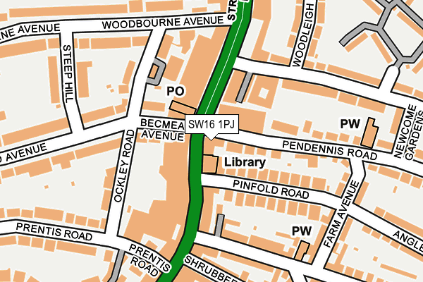 SW16 1PJ map - OS OpenMap – Local (Ordnance Survey) SW16 1PJ map - OS OpenMap – Local (Ordnance Survey)