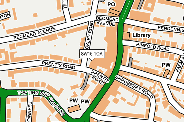 SW16 1QA map - OS OpenMap – Local (Ordnance Survey) SW16 1QA map - OS OpenMap – Local (Ordnance Survey)