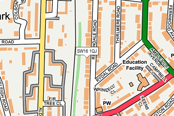 SW16 1QJ map - OS OpenMap – Local (Ordnance Survey) SW16 1QJ map - OS OpenMap – Local (Ordnance Survey)