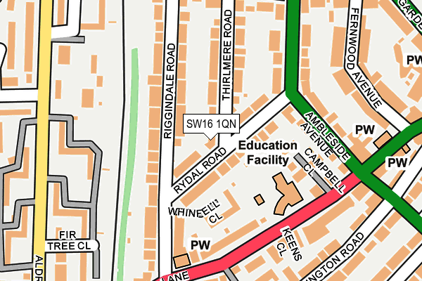 SW16 1QN map - OS OpenMap – Local (Ordnance Survey) SW16 1QN map - OS OpenMap – Local (Ordnance Survey)