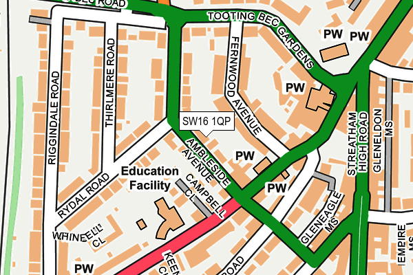 SW16 1QP map - OS OpenMap – Local (Ordnance Survey) SW16 1QP map - OS OpenMap – Local (Ordnance Survey)