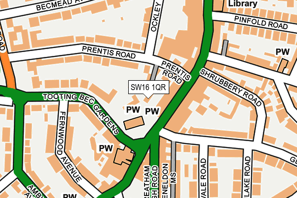 SW16 1QR map - OS OpenMap – Local (Ordnance Survey) SW16 1QR map - OS OpenMap – Local (Ordnance Survey)