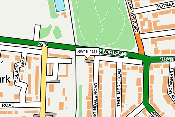 SW16 1QT map - OS OpenMap – Local (Ordnance Survey) SW16 1QT map - OS OpenMap – Local (Ordnance Survey)