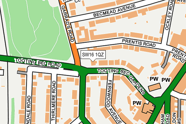 SW16 1QZ map - OS OpenMap – Local (Ordnance Survey) SW16 1QZ map - OS OpenMap – Local (Ordnance Survey)