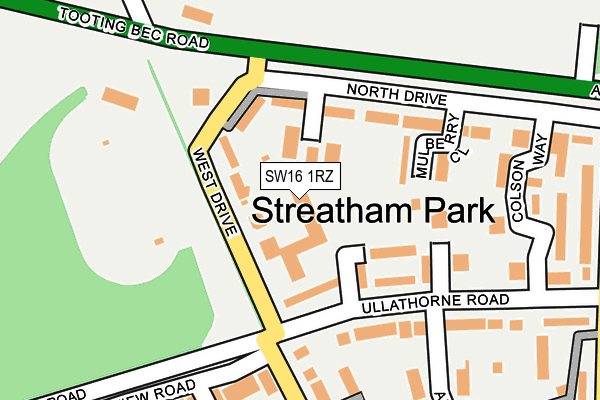 SW16 1RZ map - OS OpenMap – Local (Ordnance Survey) SW16 1RZ map - OS OpenMap – Local (Ordnance Survey)