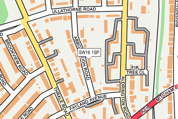 SW16 1SP map - OS OpenMap – Local (Ordnance Survey) SW16 1SP map - OS OpenMap – Local (Ordnance Survey)